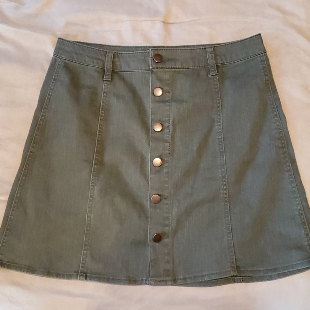Denim Olive Green Skirt